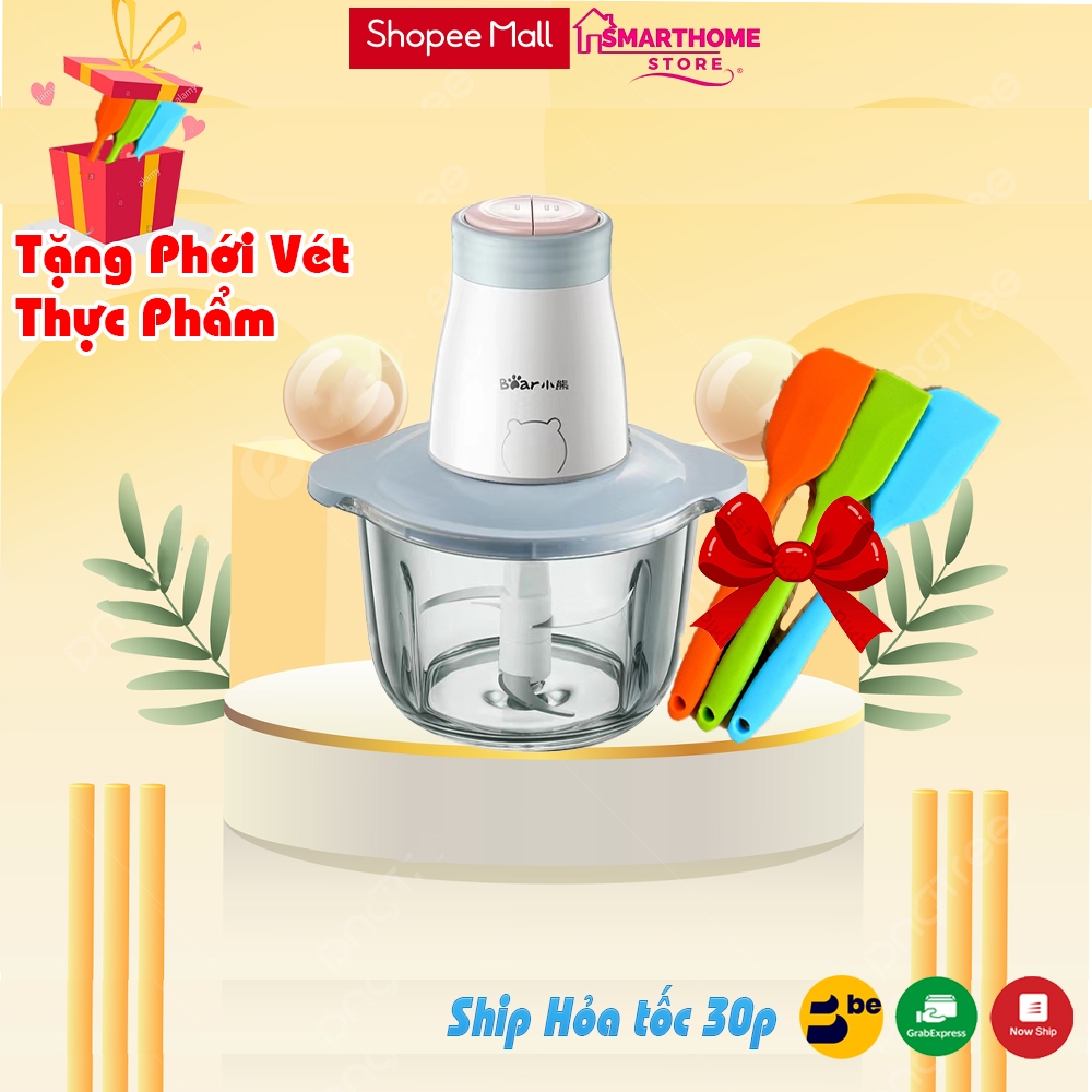 Máy Xay Thịt Đa Năng MitsuEvo Bear Công Suất 300W Cối Thủy Tinh Lớn 2L Dao 4 Lưỡi Siêu Bén