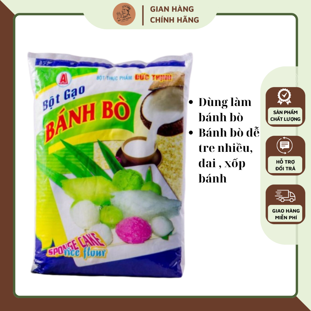 Bột Gạo Bánh Bò Đức Thịnh loại 1 kg, bột làm bánh dễ nhồi bột rễ tre nhiều thơm ngon, xốp dai