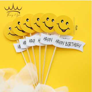 Sét cắm 5 mặt cười happy birthday - phụ kiện trang trí bánh kem phụ kiện bánh sinh nhật