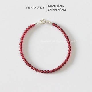 Vòng tay 3mm đá hồng lựu, garnet màu đỏ đậm trơn bạc 925, hoả, thổ, lắc, vòng tay phong thuỷ, vòng full - bead art