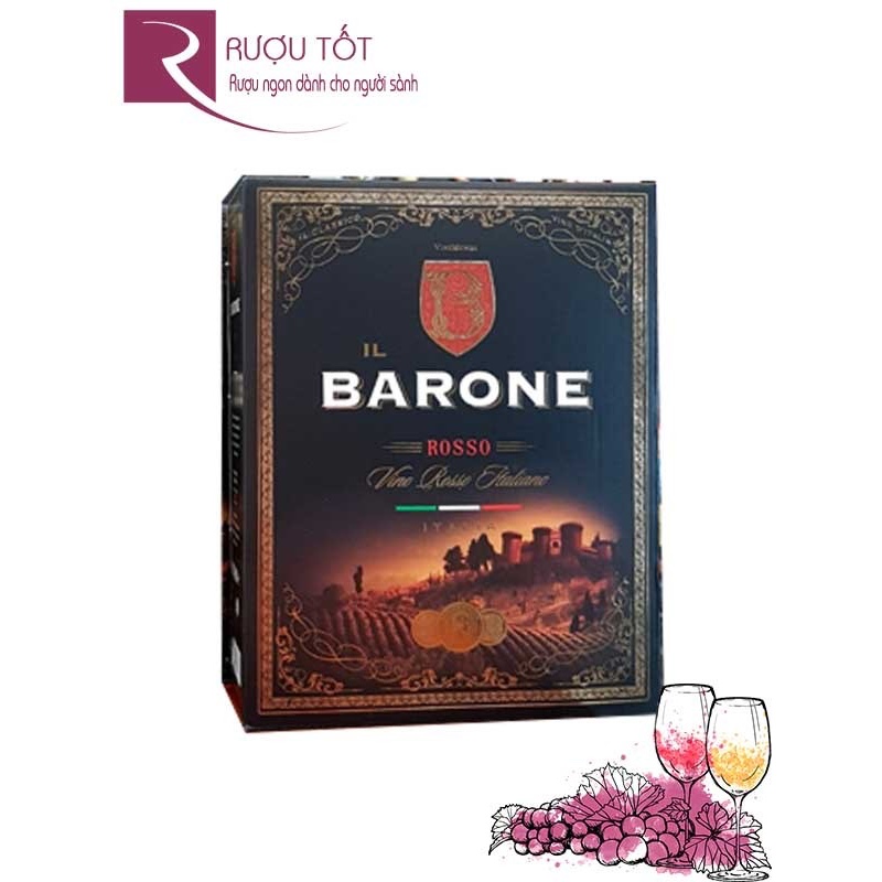 [Rượu Vang Bịch] Rượu Vang bịch ngọt Ý Barone Rosso
