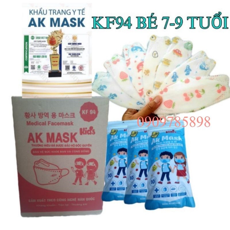 {Bịch 10 cái} Khẩu trang trẻ em, Ak Mask 4 lớp, phù hợp cho bé 7-8-9 tuổi, có nhiều họa tiết cho bé(có chứng từ Y Tế)