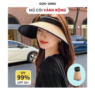 Mũ cói đi biển chống nắng tia UV vành rộng bảo vê da gấp gọn điều chỉnh kích thước phụ kiện thời trang nữ Gọn Gàng