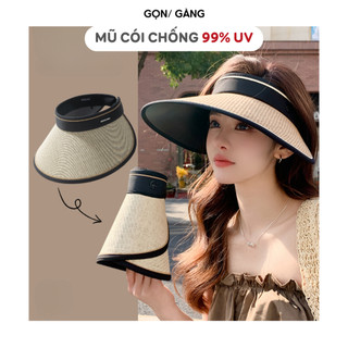 Mũ cói mũ chống nắng nón nửa đầu đi làm đi học đi du lịch mũ chóp che nắng chống tia UV có thể gấp gọn có dây Gọn Gàng