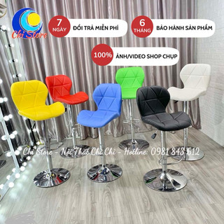 Ghế Makeup Xoay Cao, Ghế Trang Điểm Xoay, Quầy Lễ Tân Mẫu Kim Cương Bọc Da Xoay 360 Độ Điều Chỉnh Độ Cao Từ 60-80cm
