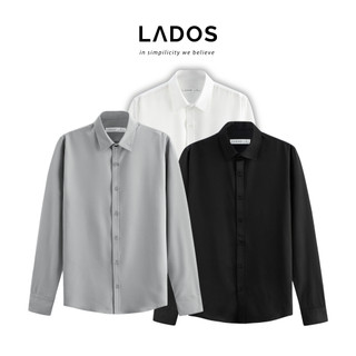 Áo sơ mi dài tay vải lụa chéo hàn dày không nhăn LADOS-LD8142 phong cách Hàn Quốc trẻ trung