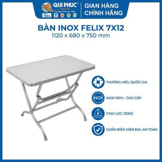  Bàn inox 201 FELIX, bo tròn 4 cạnh (70x120cm)