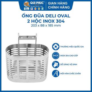  Ống đũa inox 304 DELI Oval 2 ngăn, chống hoen gỉ, an toàn vệ sinh, thiết kế sang trọng