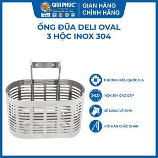  Ống đũa inox 304 DELI Oval 3 ngăn, chống hoen gỉ, an toàn vệ sinh, thiết kế sang trọng