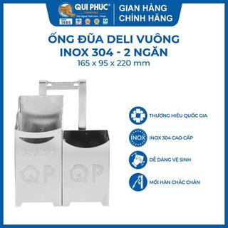  Ống đũa inox 304 DELI vuông 2 ngăn, chống hoen gỉ, an toàn vệ sinh, thiết kế sang trọng