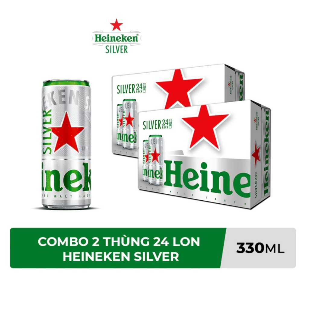 COMBO 2 Thùng 24 lon bia Heineken Silver 330ml