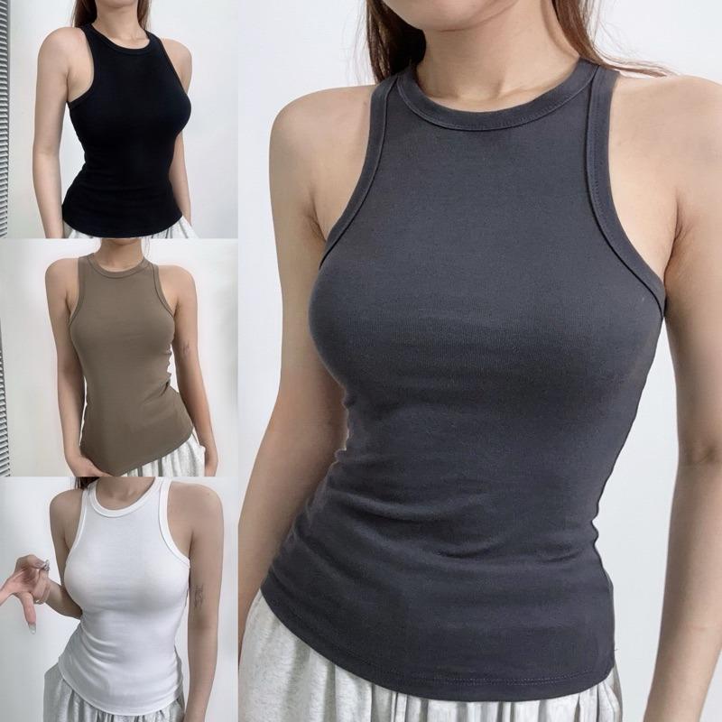 Áo Ba Lỗ Khoét Vai Chất Thun Tăm Mát Mịn, Áo Tanktop Nữ Dáng Dài Basic Ôm Body