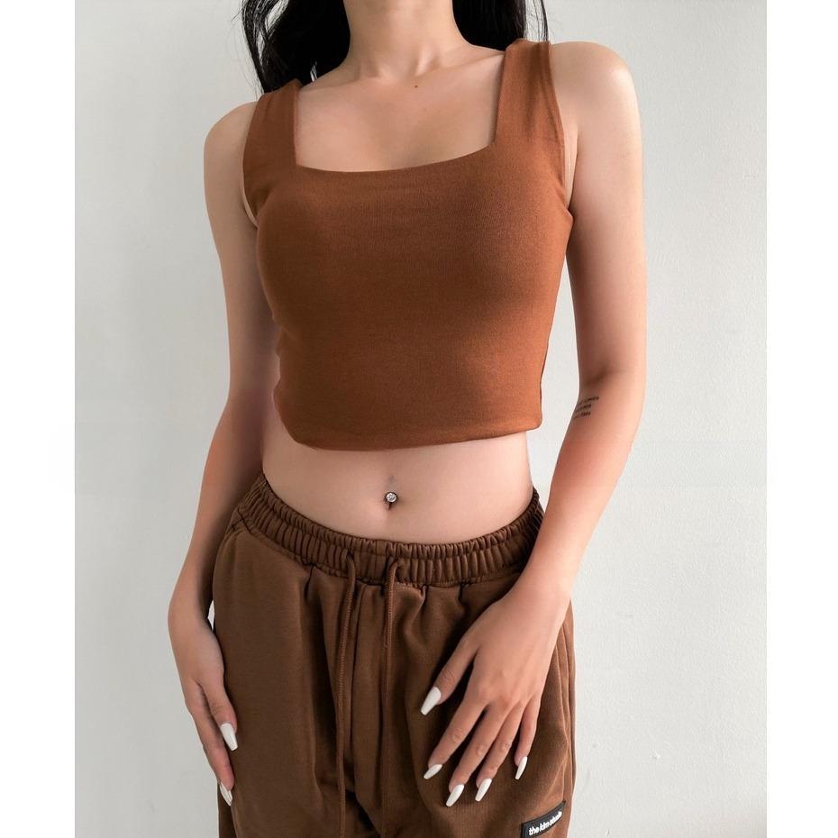 Áo Croptop 2 Dây Bản To Cổ Vuông, Áo 2 Dây Nữ Chất Cotton Phong Cách Cá Tính | BigBuy360 - bigbuy360.vn