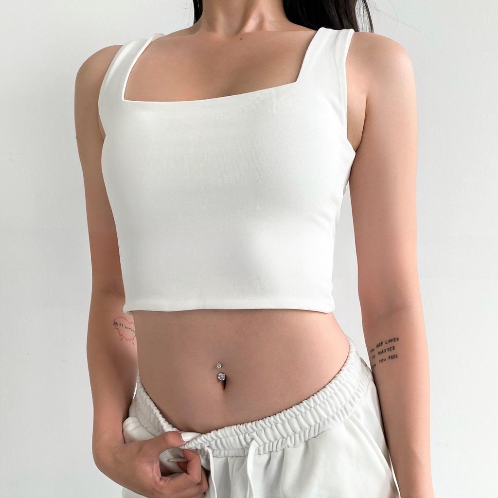 Áo Croptop 2 Dây Bản To Cổ Vuông, Áo 2 Dây Nữ Chất Cotton Phong Cách Cá Tính | BigBuy360 - bigbuy360.vn