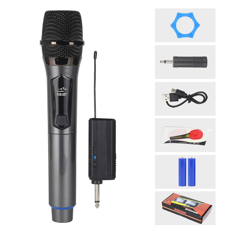 Micro Karaoke Không Dây Siêu Nhạy Hút Âm Sạc Pin UHF Dành Cho Loa Kéo Bluetooth Amply Zack Cắm 6.5mm Pin sạc lại
