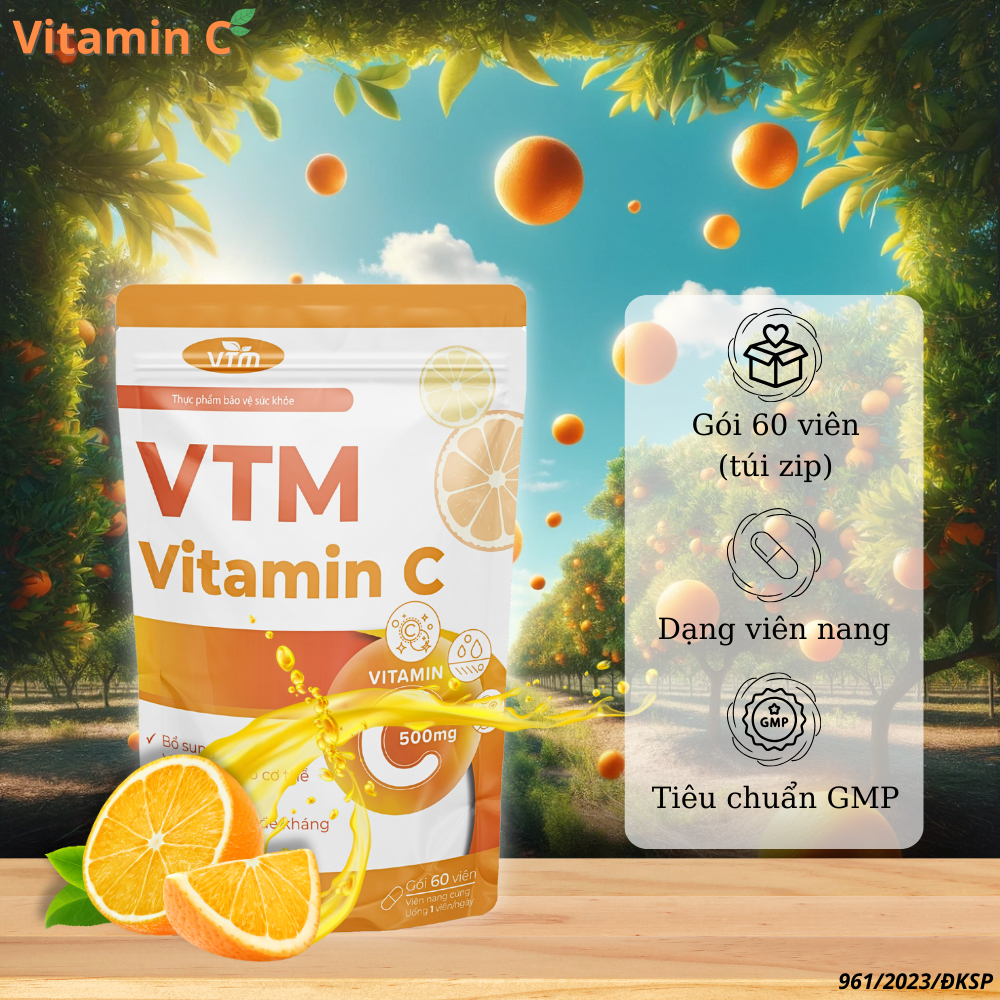 Combo Viên Uống VTM Vitamin C + VTM Glutathione sáng da, mờ thâm, tăng cường đề kháng