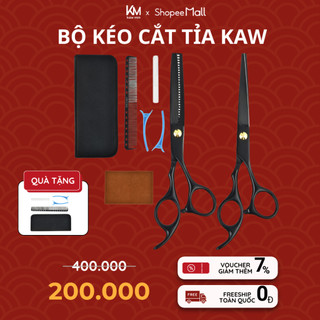 Kéo cắt tóc kềm nghĩa, bộ đôi kéo cắt tỉa chuyên dụng kèm 8 phụ kiện - thiết kế vừa vặn & sắc bén