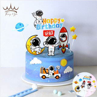 Set cắm giấy phi hành gia - phụ kiện trang trí bánh kem phụ kiện bánh sinh nhật