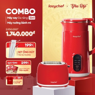  Combo Máy Xay Nấu Đa Năng Và Máy Nướng Bánh Mì - Lazychef - Bảo Hành 12 Tháng