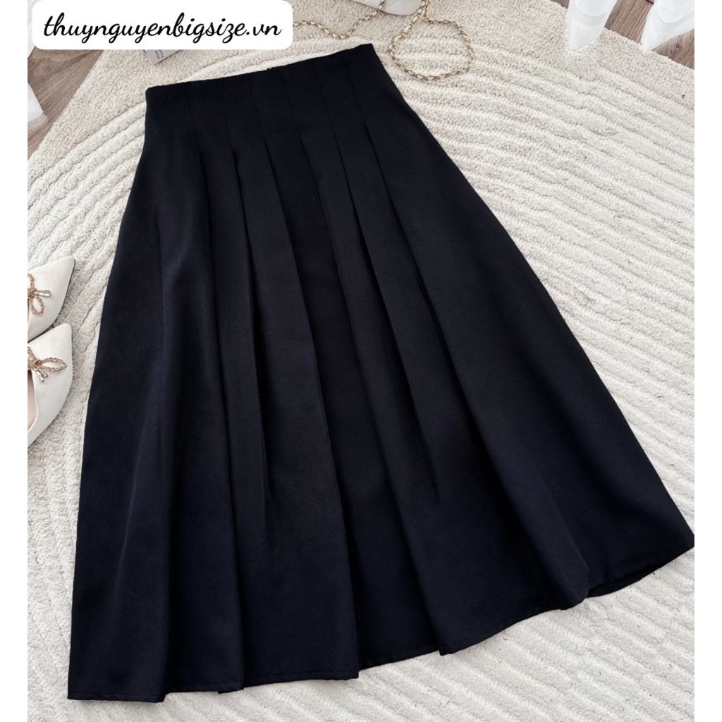 Chân váy bigsize nữ đi chơi sang chảnh kiểu xếp ly dáng xòe cap liền Linen thuynguyenbigsize.vn 50 - 90 kg