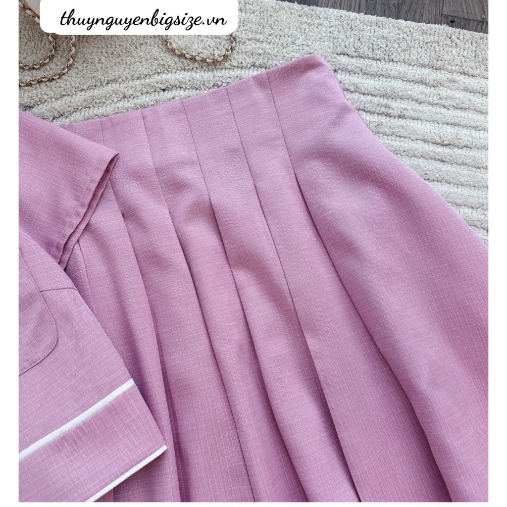 Chân váy bigsize nữ đi chơi sang chảnh kiểu xếp ly dáng xòe cap liền Linen thuynguyenbigsize.vn 50 - 90 kg