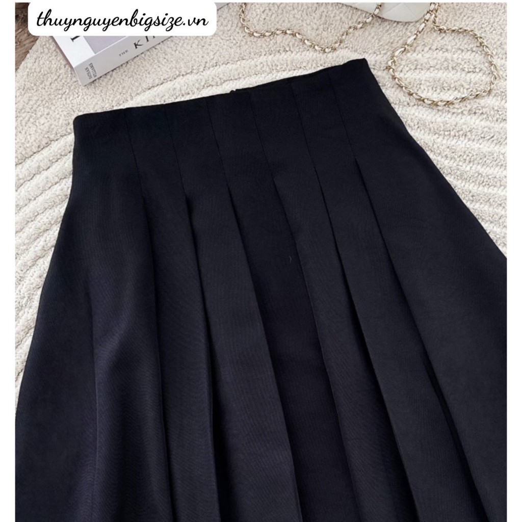 Chân váy bigsize nữ đi chơi sang chảnh kiểu xếp ly dáng xòe cap liền Linen thuynguyenbigsize.vn 50 - 90 kg