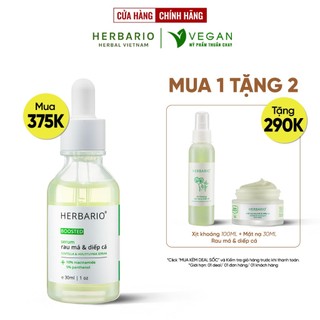  BOOSTED Serum Rau má & Diếp cá Herbario 30ml TẶNG Xịt khoáng Rau má & Diếp cá +  Mặt nạ Rau má & Diếp cá