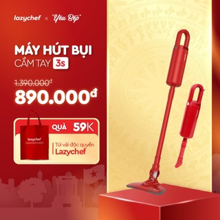 Máy Hút Bụi Cầm Tay 3S Lazychef Thế Hệ Mới, Lực Hút 15.000PA  - 2 Đầu Hút Chuyên Dụng,Siêu Nhẹ 1.1kg