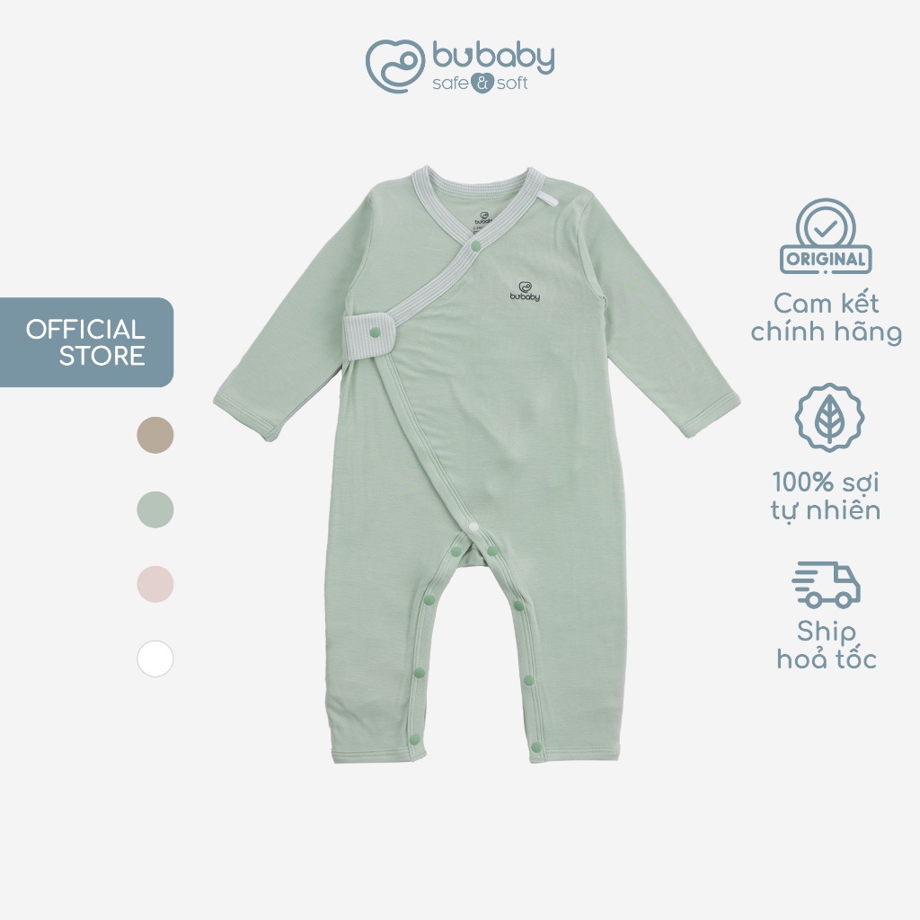 Bộ đồ liền thân dài tay cài chéo sơ sinh cho bé từ mới sinh tới 3 tháng tuổi - BU Siro BSR210802 | Quần áo BU Baby