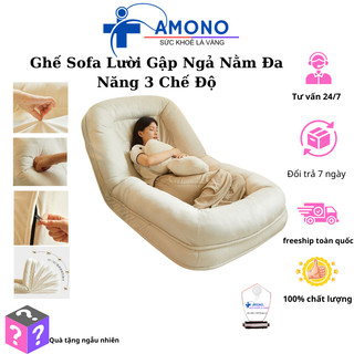 Giao Toàn Quốc-Ghế Nằm, Ghế Sofa Lười Gập Ngả Nằm Đa Năng 3 Chế Độ Ngả , Có 2 Màu Xám Và Màu Kem Tặng Kèm Lọ Vệ Sinh