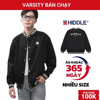 Áo khoác nam varsity jacket kaki 2 lớp HIDDLE phối viền chính hãng | H04-AK2