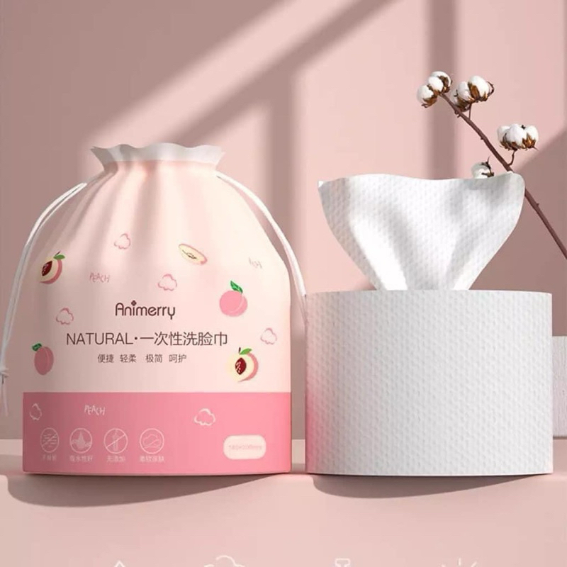 Khăn lau mặt khô đa năng, khăn lau mặt dùng một lần Animerry dày dặn, không xơ bông chất liệu tự nhiên