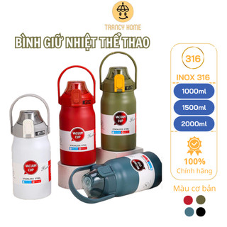 Bình giữ nhiệt inox 316 trancy home nắp bật mở có ống hút dung tích 1000ml 2000ml