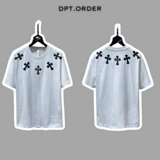   High Quality  Áo Phông Chrome Heart Logo Kim Loại Kèm Da Thêu Logo 