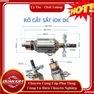 rotor/ruột máy cắt sắt IOK 350 có 8 răng dấu sắc tặng kèm chổi than cao cấp