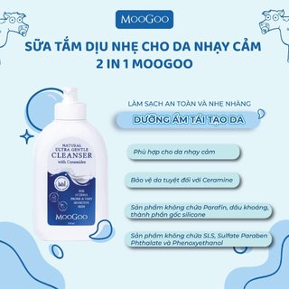 Sữa tắm Moogoo Úc 500ml với Ceramides cho bé da nhạy cảm, kích ứng, viêm da cơ địa, chàm sữa, vảy nến và Mẹ bầu