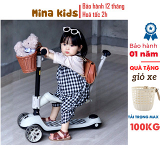 xe chòi chân trượt scooter cho bé 1-15 tuổi, trải trọng 100kg kiêm xe đẩy gấp gọn đi chơi, du lịch BEIE