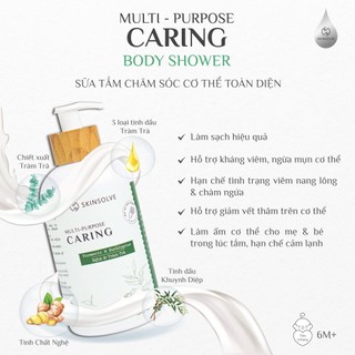 Sữa tắm giảm viêm từ tràm trà & nghệ skinsolve / multi - purpore caring body shower 300ml