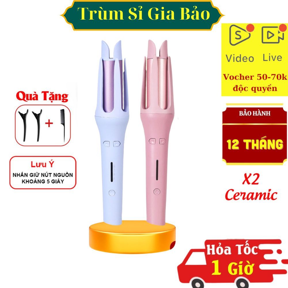 Máy uốn tóc làm xoăn xoay tự động 360 độ hàng chính hãng bảo hành 12 tháng