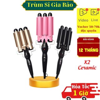 Máy uốn tóc xoăn sóng 3 trục dập sóng nước, máy uống làm tóc đẹp chuẩn salon size 22mm, 25mm