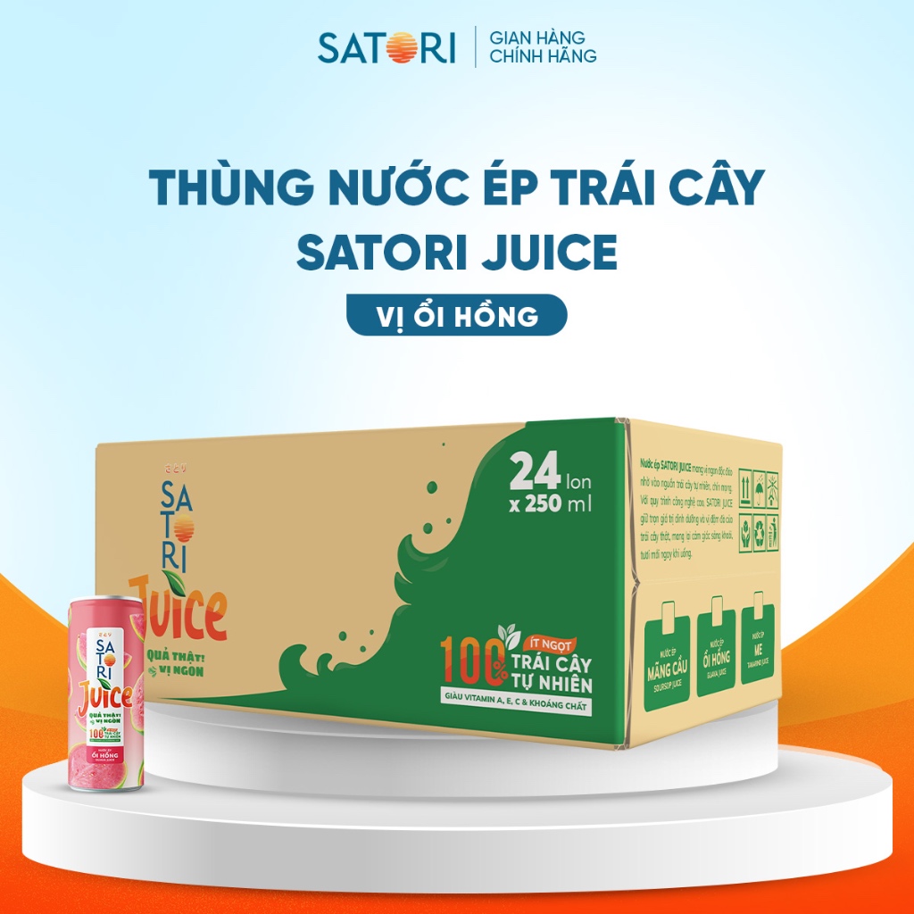 Thùng nước Satori Juice vị ổi - 250ml (24 lon)