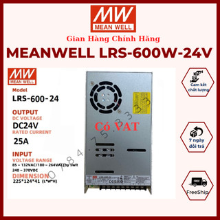 Nguồn meanwell lrs 24v dc 600w, chuyển nguồn 24v 25a, tăng phô meanwell đài loan, bộ đổi nguồn 220v xuống 24v