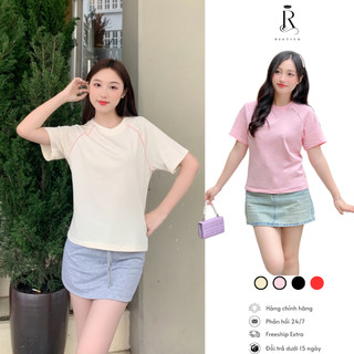 Áo thun Baby Tee Nữ Local Brand RIOTINO Basic Chất Liệu Cotton Premium Co Giãn 2 chiều Cổ Tròn Phong cách Hè 2024 AT02
