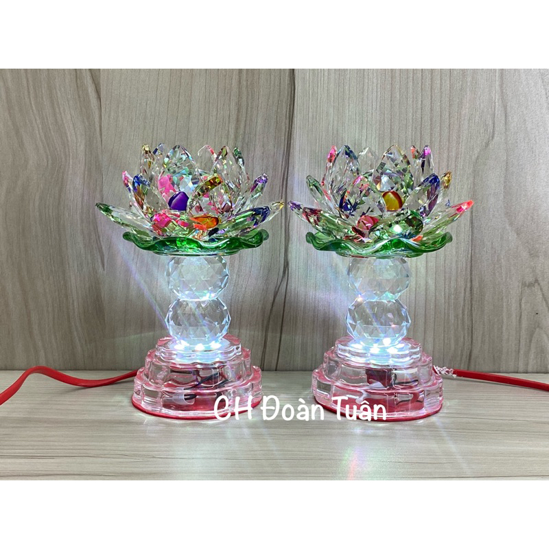 Đèn bàn thờ cúng hoa sen 1 cặp