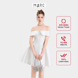 Đầm Kiểu Nữ MARC FASHION Tafta Bẹt Vai Tùng Xòe Đính Nơ Ngực - TRVH110323
