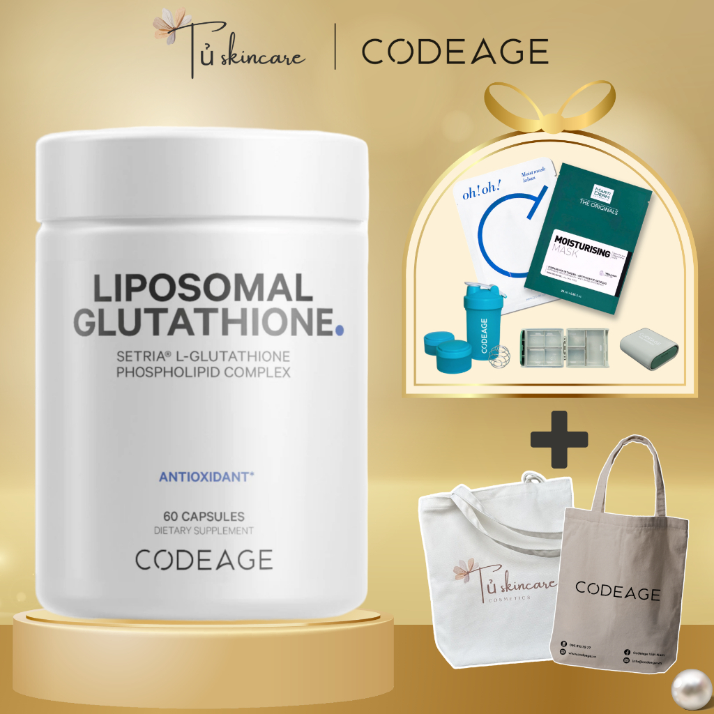 Viên Uống Hỗ Trợ Trắng Da Chống Oxy Hóa, Viên Uống Trắng Da Codeage Liposomal Glutathione Hộp 60 Viên