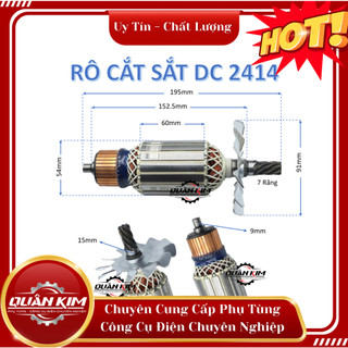 Rotor/ruột máy cắt sắt 2414/2414B tặng kèm chổi than tương ứng