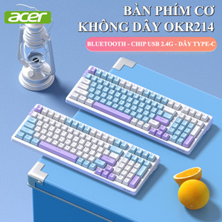 Bàn phím cơ Acer OKR214 kết nối 3 chế độ Bluetooth - 2.4G - Dây Type-C thiết kế 100 phím phối màu kèm theo 20 chế độ led
