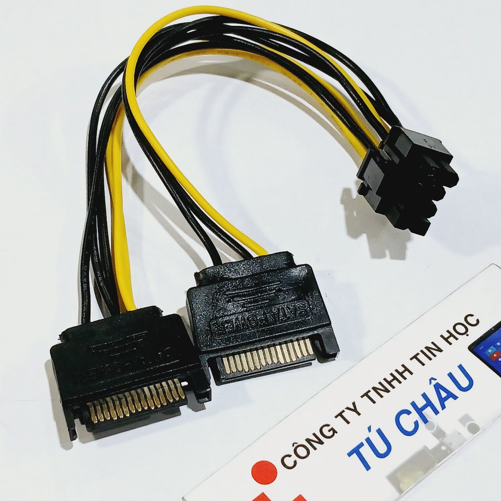Cáp SATA ra 6 Pin (Có 2 Pin rời tách 8 Pin thành 6 Pin) / Dài 15Cm