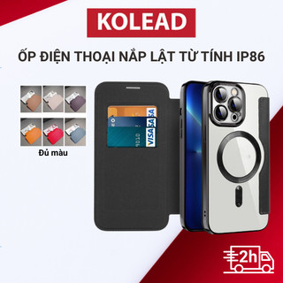 Bao da điện thoại nắp lật KOLEAD P86 hỗ trợ sạc từ tính - tích hợp ngăn đựng thẻ, bảo vệ camera cho iphone 14 15 Promax